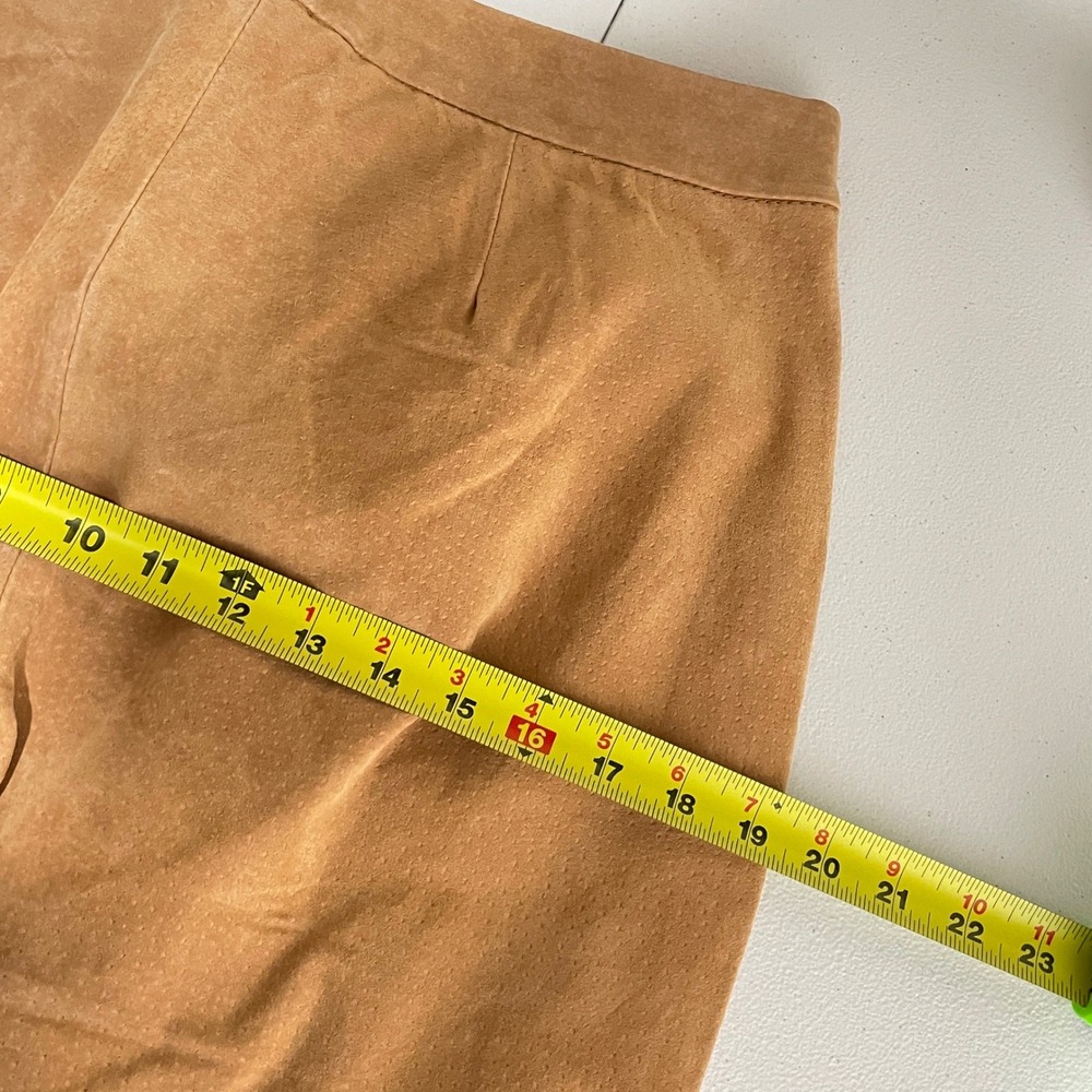 Vintage Womens Camel Tan Suede Leather Pants Size 10 Quiet Luxury Straight Leg - Picture 12 of 12